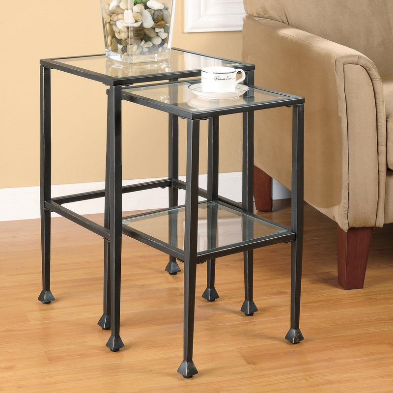 Leilani 2-piece Glass Top Nesting Table Set
