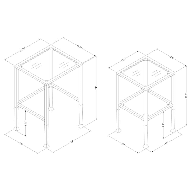 Leilani 2-piece Glass Top Nesting Table Set