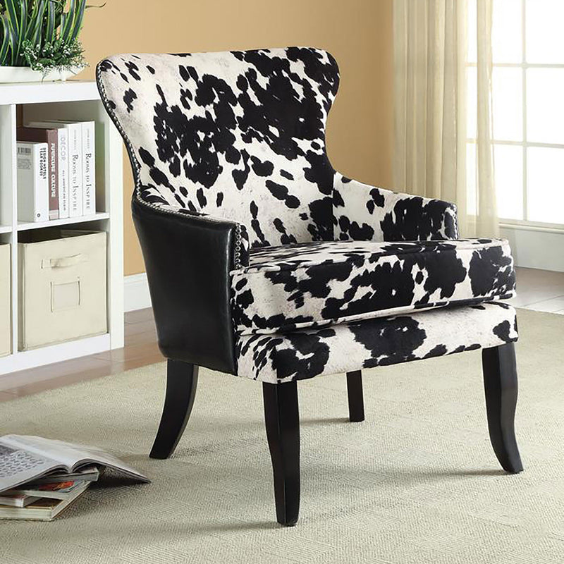 Trea Cowhide Print Upholstered Accent Chair Black and