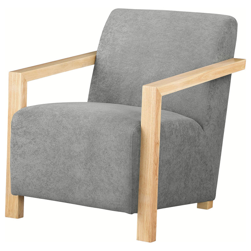 Diego Upholstered Accent Arm Chair with Wood Arms