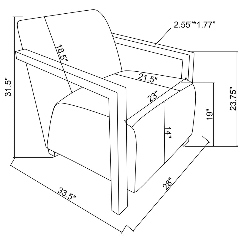 Diego Upholstered Accent Arm Chair with Wood Arms