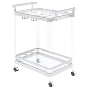 Jefferson 2-tier Glass Shelf Acrylic Bar Cart Chrome - alternate view