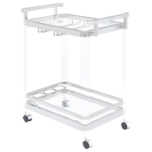 Jefferson 2-tier Glass Shelf Acrylic Bar Cart Chrome - alternate view