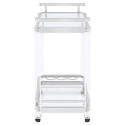 Jefferson 2-tier Glass Shelf Acrylic Bar Cart Chrome - detail 3