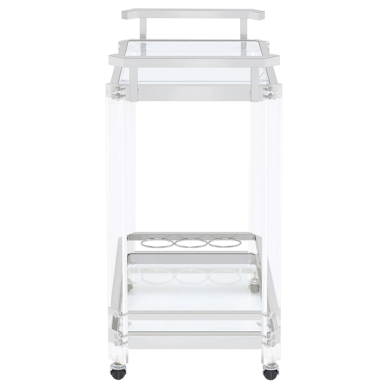Jefferson 2-tier Glass Shelf Acrylic Bar Cart Chrome - detail 3