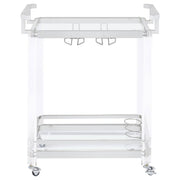 Jefferson 2-tier Glass Shelf Acrylic Bar Cart Chrome - detail 4
