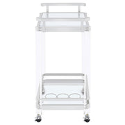Jefferson 2-tier Glass Shelf Acrylic Bar Cart Chrome - detail 5