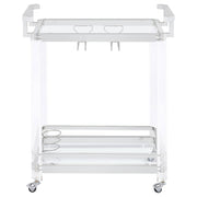 Jefferson 2-tier Glass Shelf Acrylic Bar Cart Chrome - detail 6