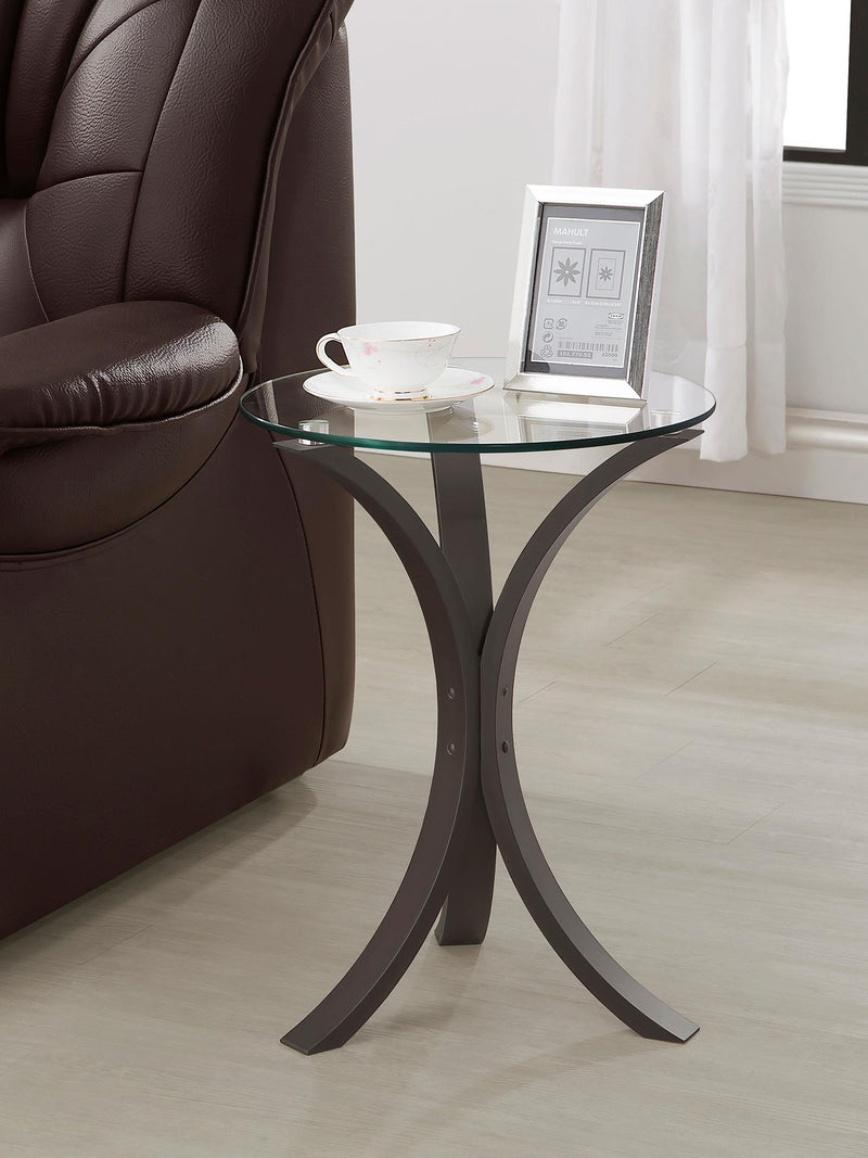 Edgar Round Glass Top Accent Side Table