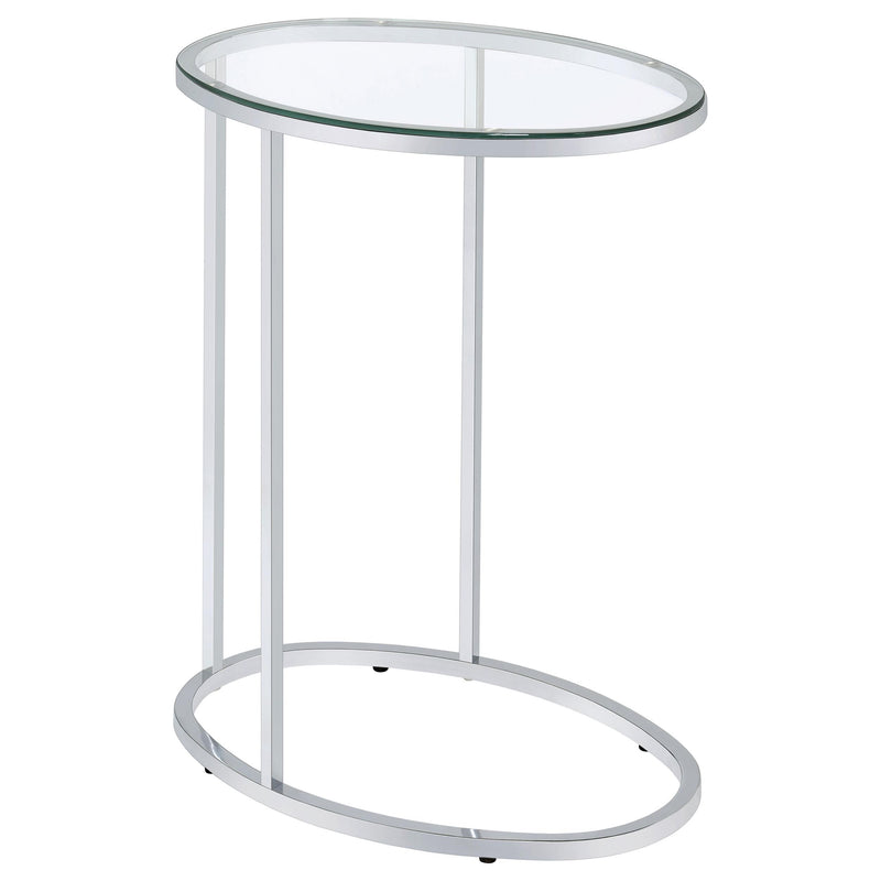 Kyle Oval Glass Top C-Shaped Sofa Side Table
