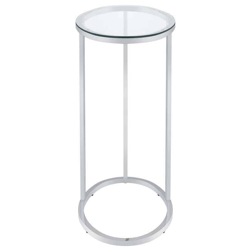 Kyle Oval Glass Top C-Shaped Sofa Side Table