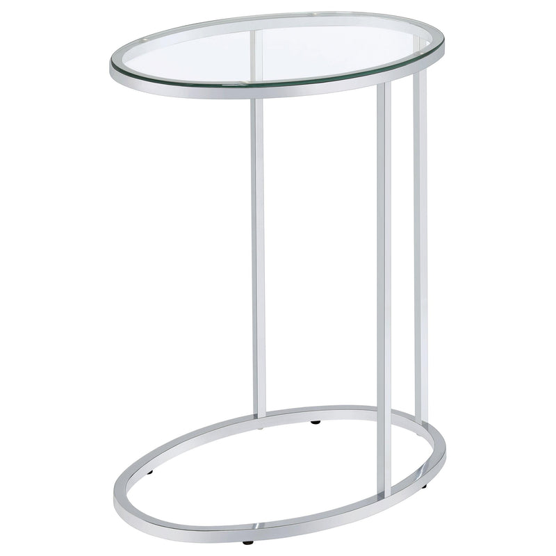 Kyle Oval Glass Top C-Shaped Sofa Side Table