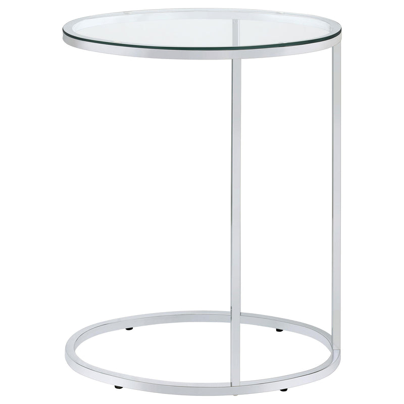 Kyle Oval Glass Top C-Shaped Sofa Side Table