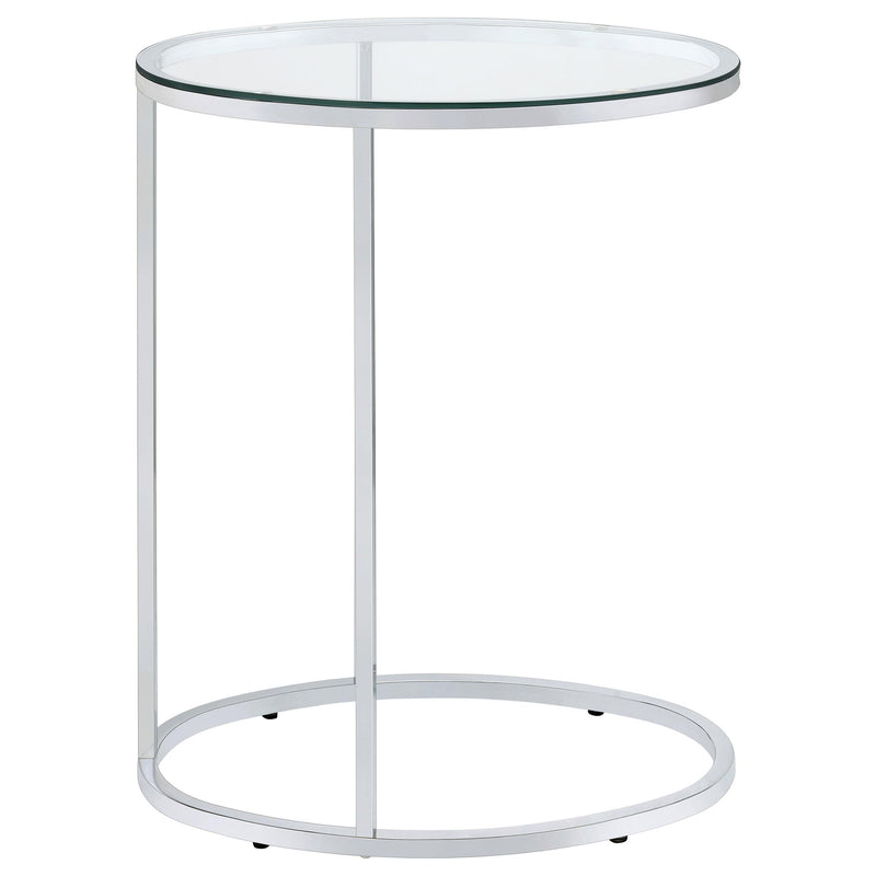 Kyle Oval Glass Top C-Shaped Sofa Side Table