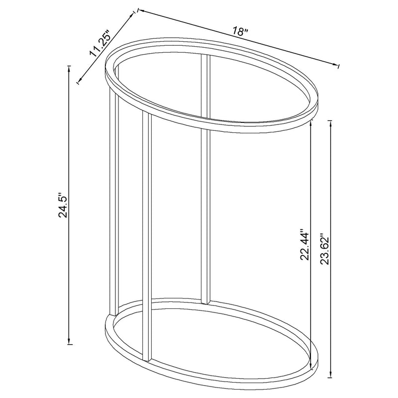 Kyle Oval Glass Top C-Shaped Sofa Side Table