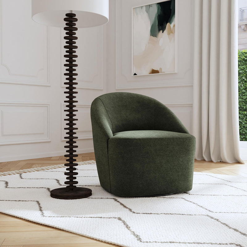 Leon Upholstered Barrel Accent Swivel Chair