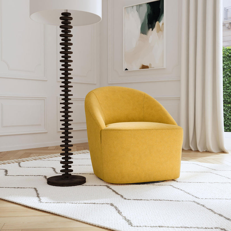Leon Upholstered Barrel Accent Swivel Chair