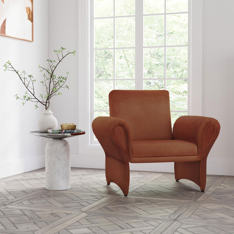 Liana Upholstered Roll Arm Accent Armchair Rust