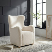 Thornton Faux Fur Upholstered Wingback Lounge Accent Chair Ivory
