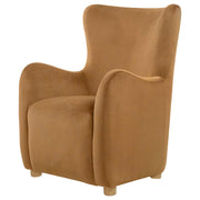 Thornton Velvet Upholstered Wingback Lounge Accent Chair Cognac - detail 4