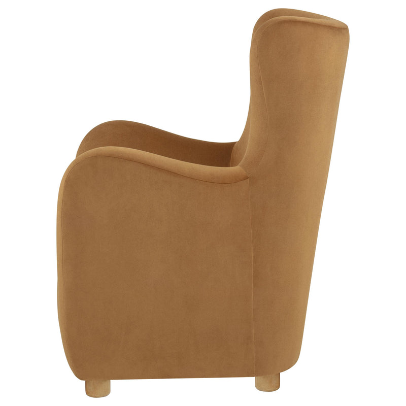 Thornton Velvet Upholstered Wingback Lounge Accent Chair Cognac - detail 5