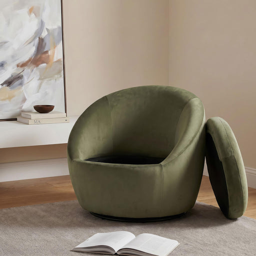 Myernick Velvet Upholstered Swivel Accent Chair Olive - alternate view