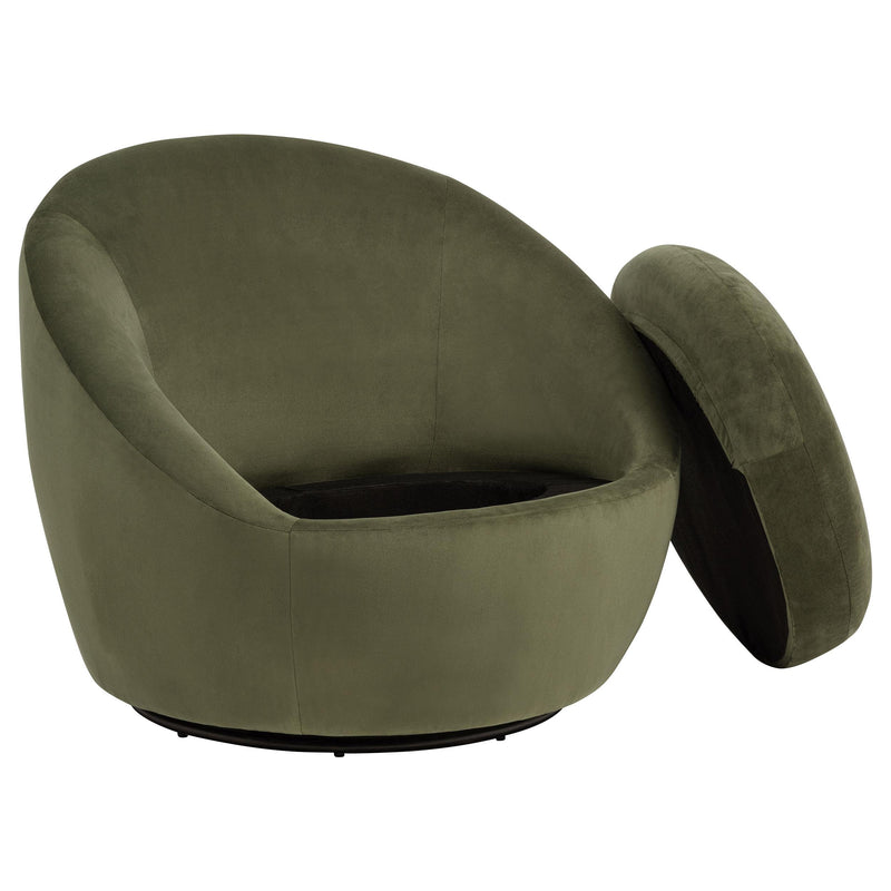 Myernick Velvet Upholstered Swivel Accent Chair Olive - detail 4