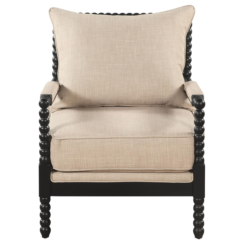Blanchett Upholstered Bobbin Accent Chair Beige and Black - detail 3