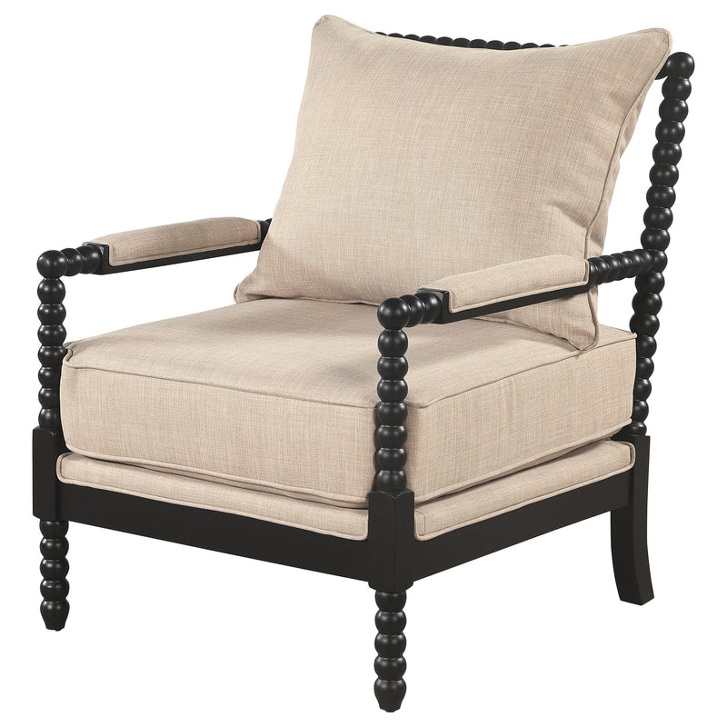 Blanchett Upholstered Bobbin Accent Chair Beige and Black - detail 4