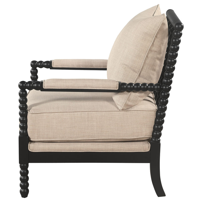 Blanchett Upholstered Bobbin Accent Chair Beige and Black - detail 5