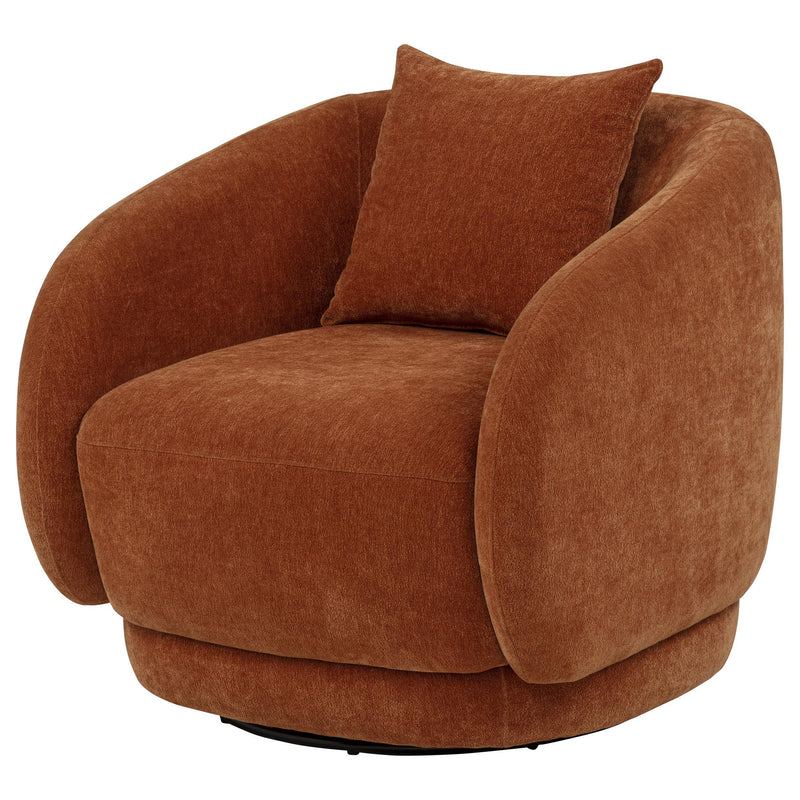 Arnaud Chenille Upholstered Swivel Accent Chair Burnt Orange - detail 4