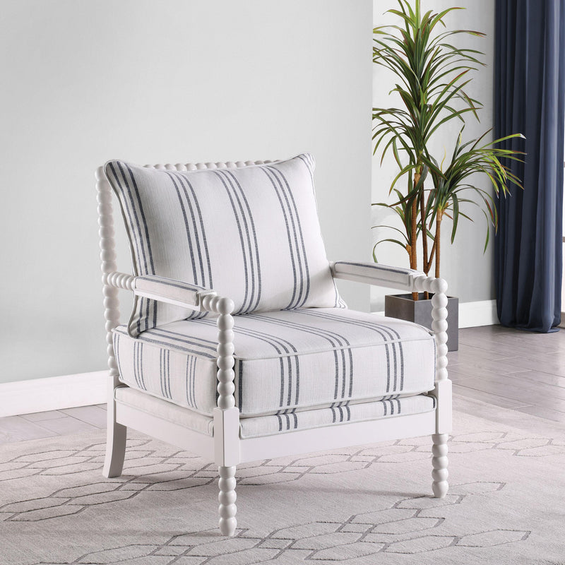 Blanchett Upholstered Bobbin Accent Chair White