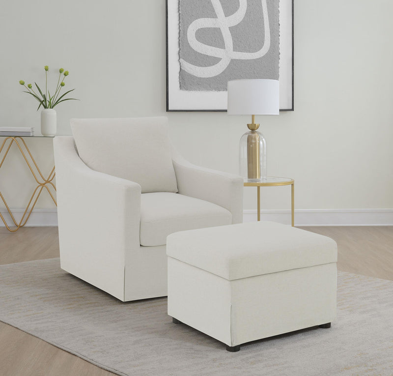Winter Upholstered Sloped Arm Accent Swivel Chair