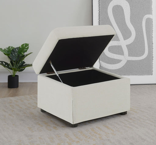 Winter Upholstered Hydraulic Lift Top Storage Ottoman Beige - alternate view