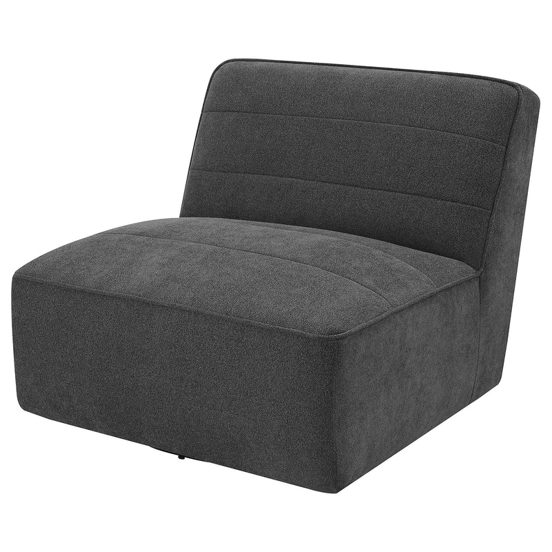 Cobie Upholstered Armless Swivel Chair Dark Charcoal - detail 4