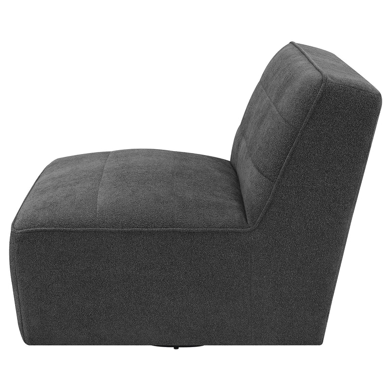 Cobie Upholstered Armless Swivel Chair Dark Charcoal - detail 5