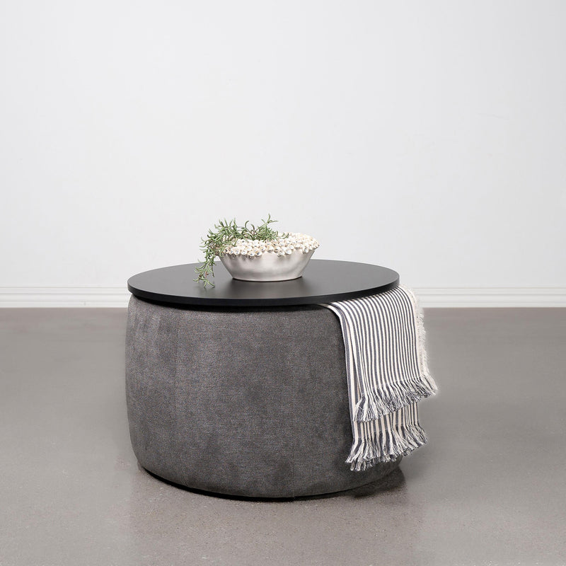 Tesoro Round Upholstered Lift Top Storage Ottoman