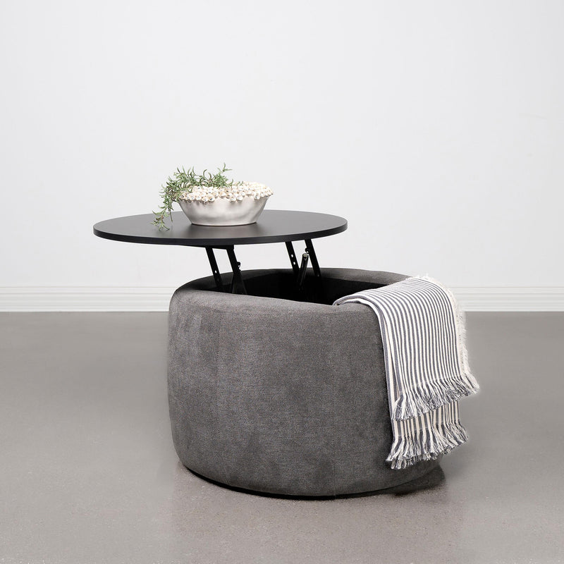 Tesoro Round Upholstered Lift Top Storage Ottoman