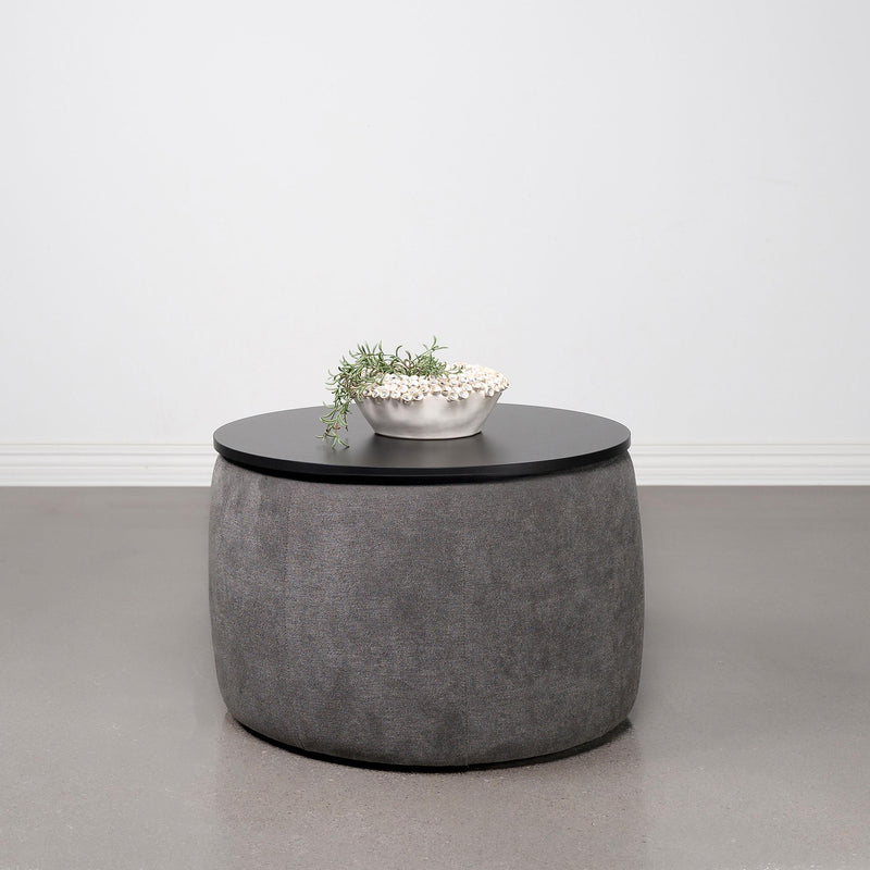 Tesoro Round Upholstered Lift Top Storage Ottoman