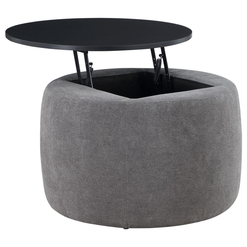 Tesoro Round Upholstered Lift Top Storage Ottoman