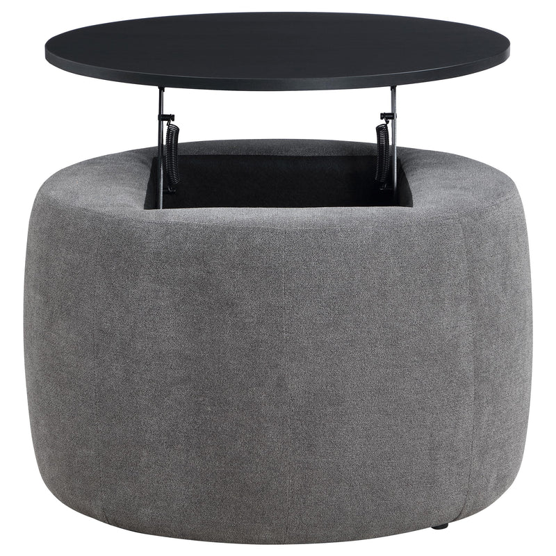 Tesoro Round Upholstered Lift Top Storage Ottoman