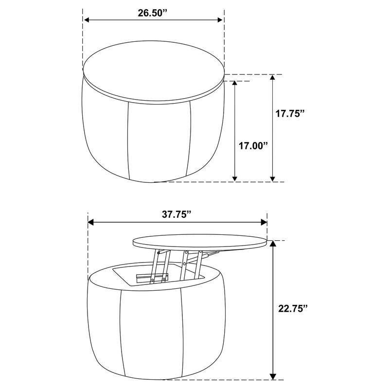 Tesoro Round Upholstered Lift Top Storage Ottoman