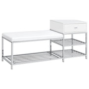 Siega 1-Drawer Shoe Storage Entryway Bench White High Gloss and Chrome - alternate view