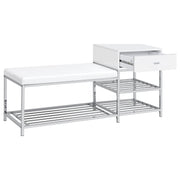 Siega 1-Drawer Shoe Storage Entryway Bench White High Gloss and Chrome - detail 3
