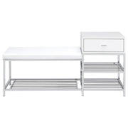Siega 1-Drawer Shoe Storage Entryway Bench White High Gloss and Chrome - detail 4