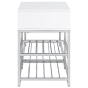 Siega 1-Drawer Shoe Storage Entryway Bench White High Gloss and Chrome - detail 5