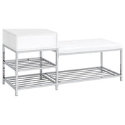 Siega 1-Drawer Shoe Storage Entryway Bench White High Gloss and Chrome - detail 6