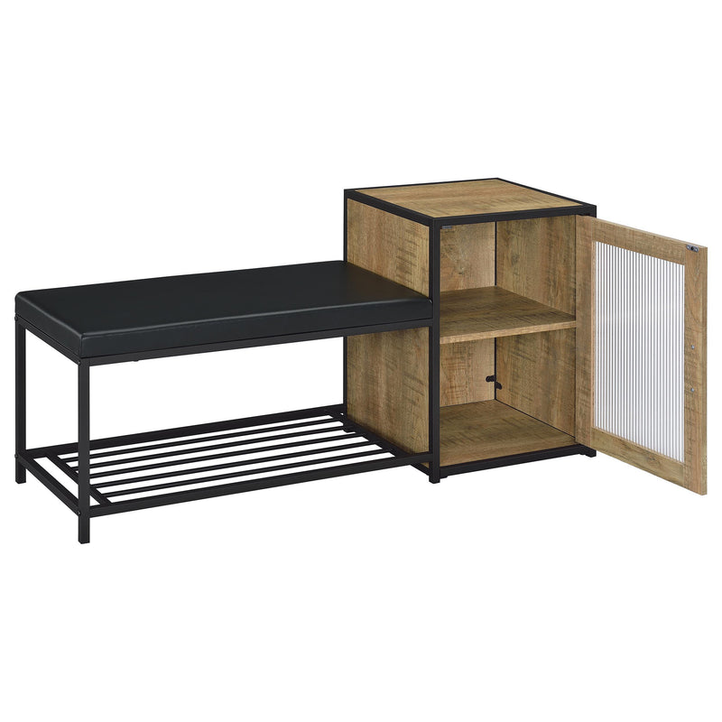 Martino Shoe Storage Entryway Bench with Cabinet Mango and Black - detail 3