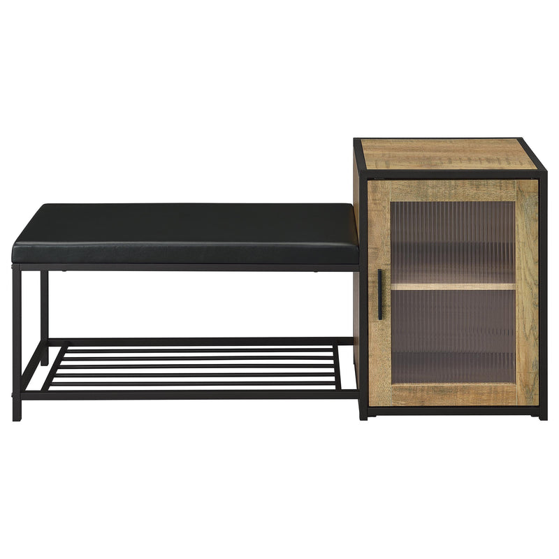 Martino Shoe Storage Entryway Bench with Cabinet Mango and Black - detail 4