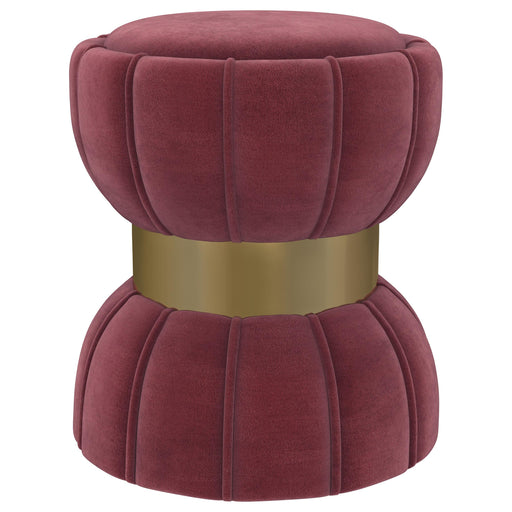 Sora Round Upholstered Ottoman Berry - alternate view